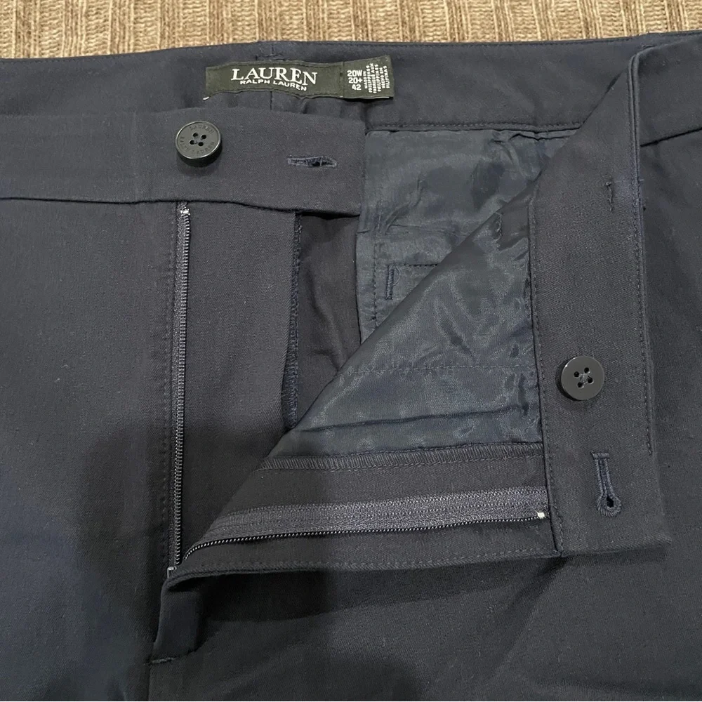 NEW Lauren Ralph Lauren Navy Blue Bermuda Shorts Plus Size 20W NWT Gold Hardware